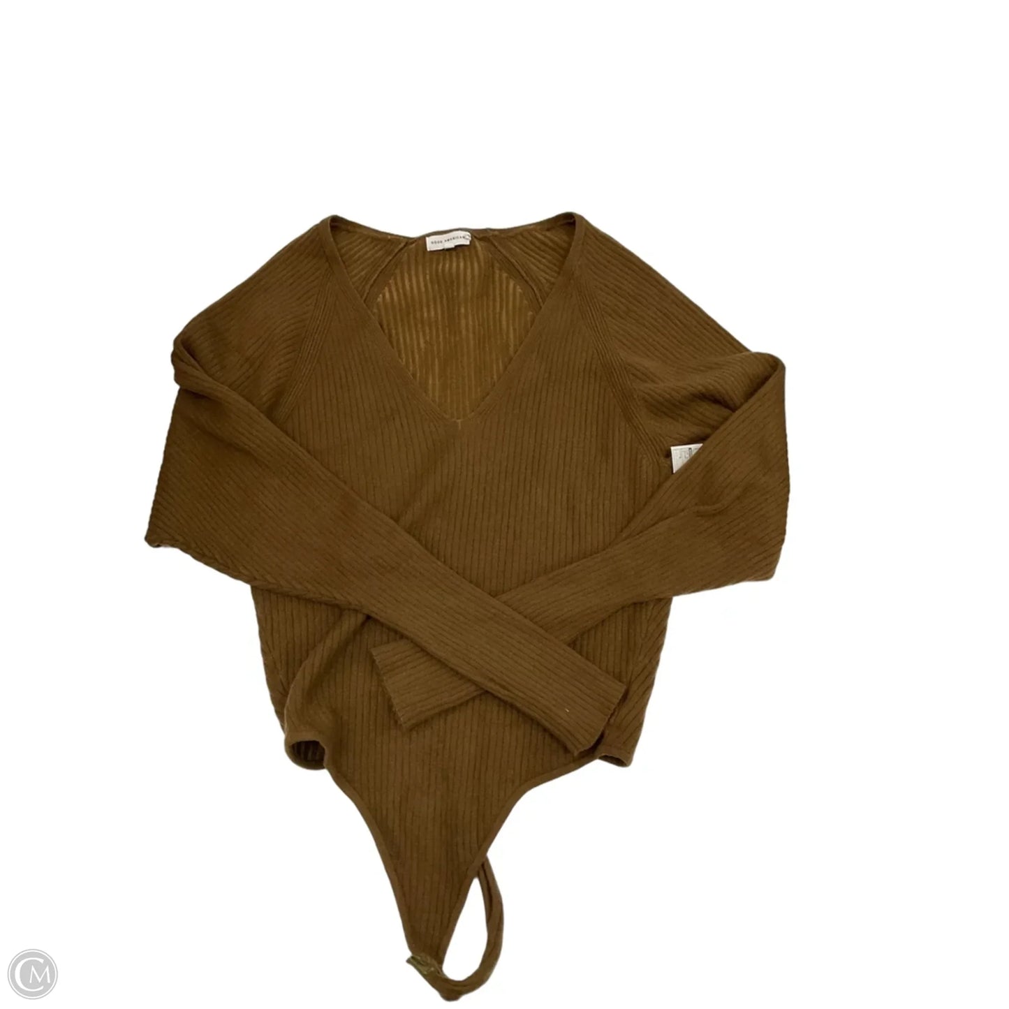 Top Long Sleeve By Good American In Brown, Size: S