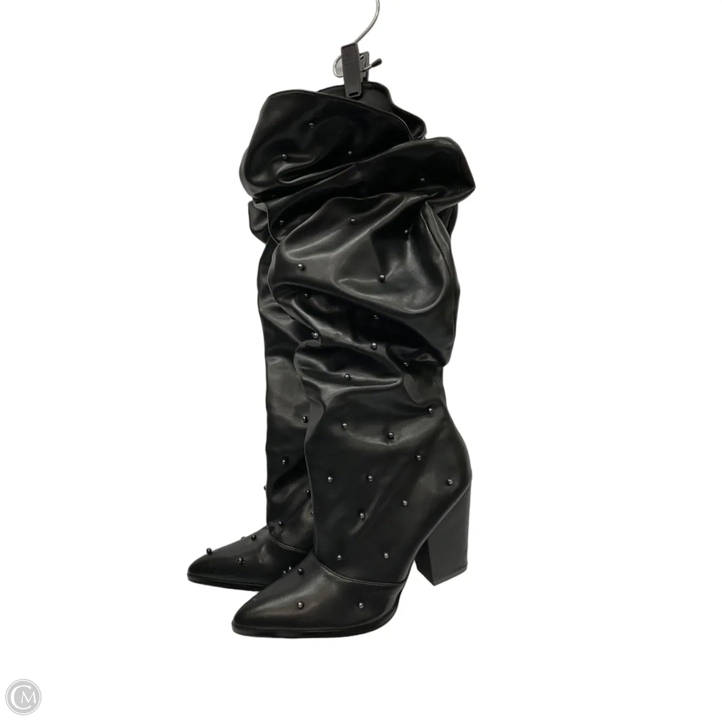 Boots Knee Heels By Clothes Mentor In Black, Size: 9