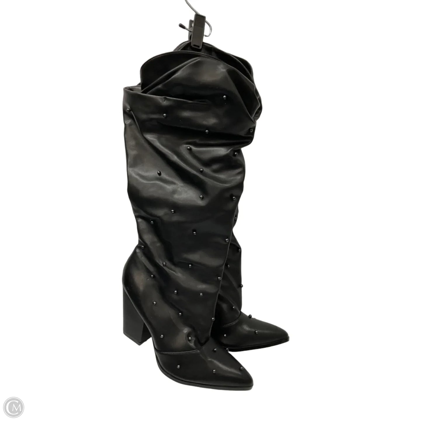 Boots Knee Heels By Clothes Mentor In Black, Size: 9