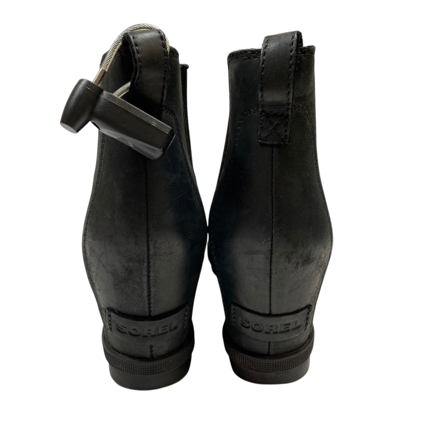 Boots Ankle Heels By Sorel In Black & Brown, Size:8.5