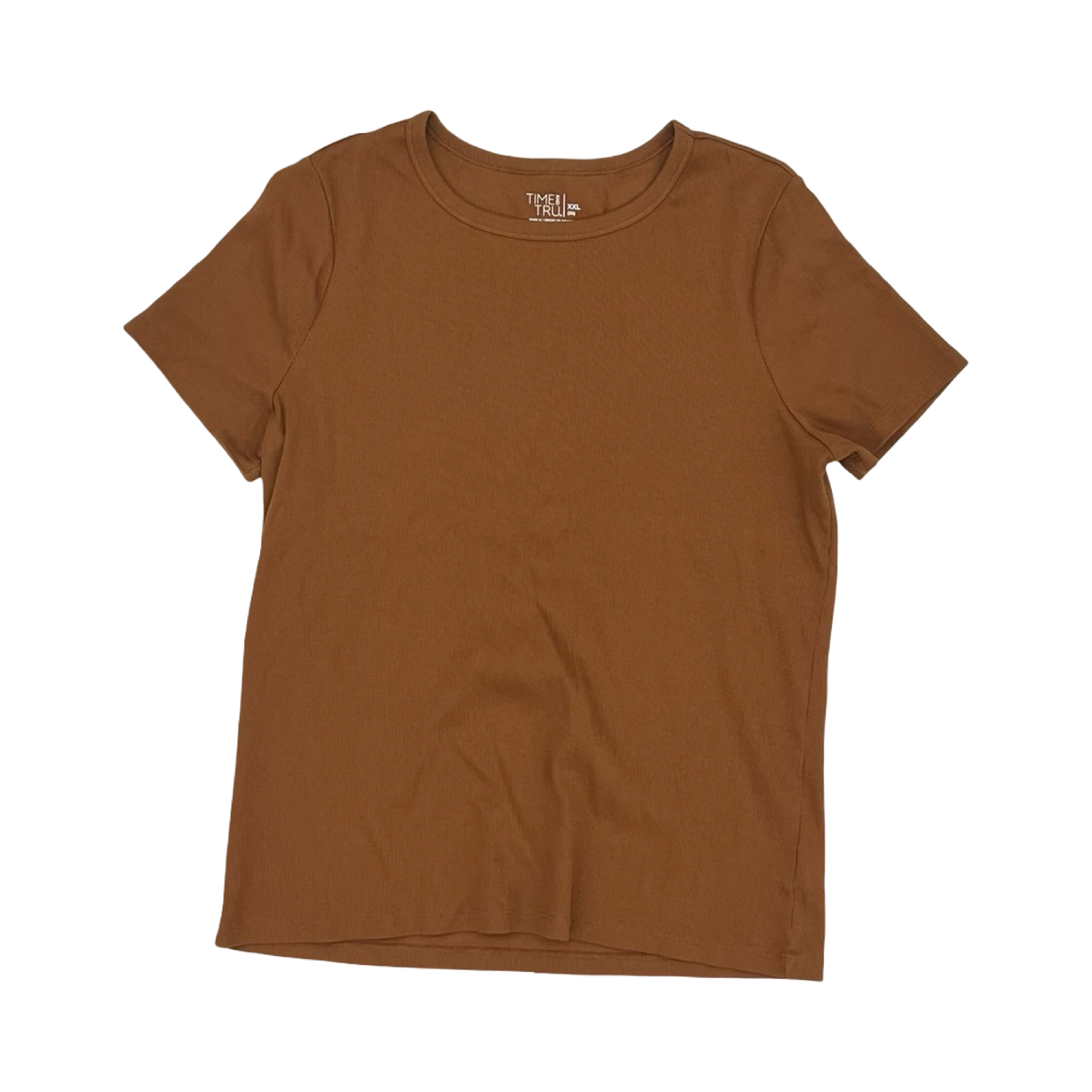 Top Ss Basic By Time And Tru In Brown, Size:Xxl