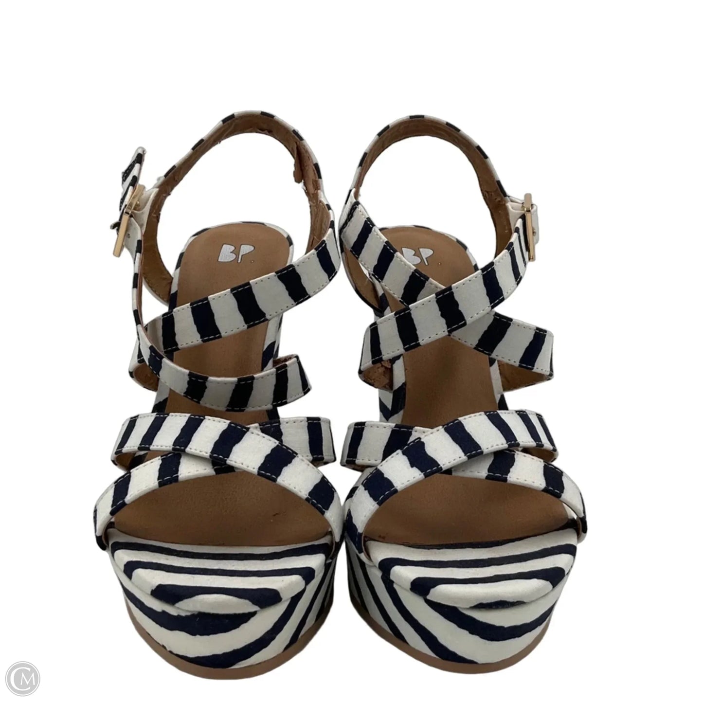 Sandals Heels Wedge By Bp In Striped Pattern, Size: 7.5
