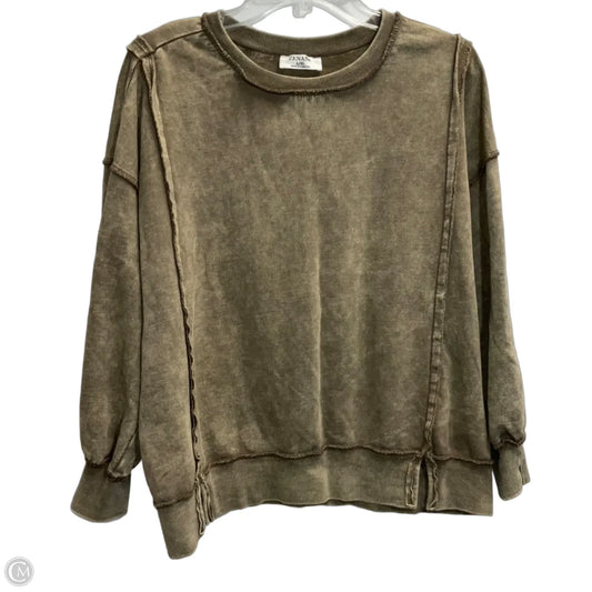 Sweatshirt Collar By Zenana In Tan, Size: L