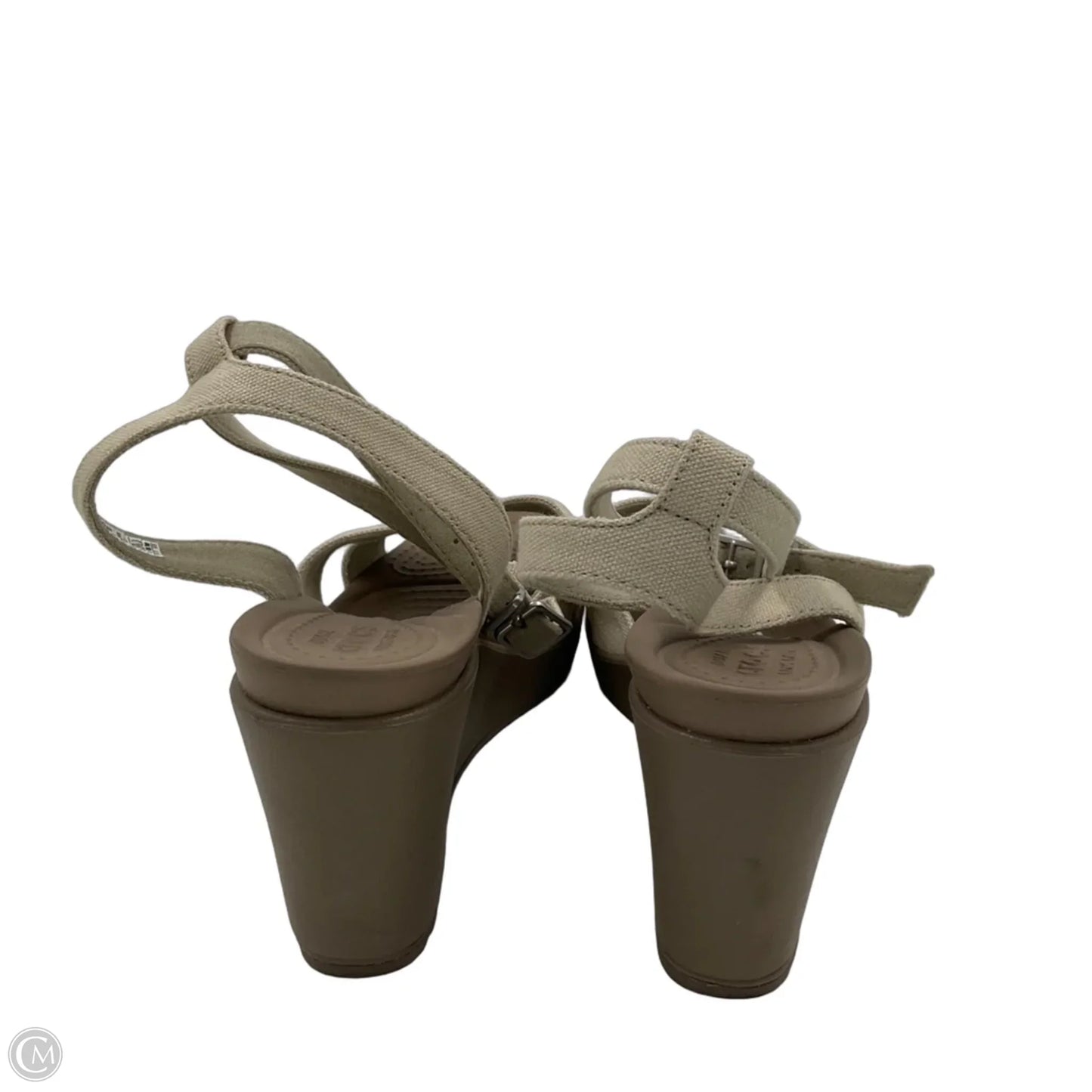 Sandals Heels Wedge By Crocs In Taupe, Size: 9