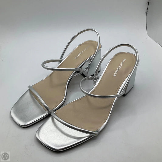 Sandals Heels Block By Marc Fisher In Silver, Size: 9