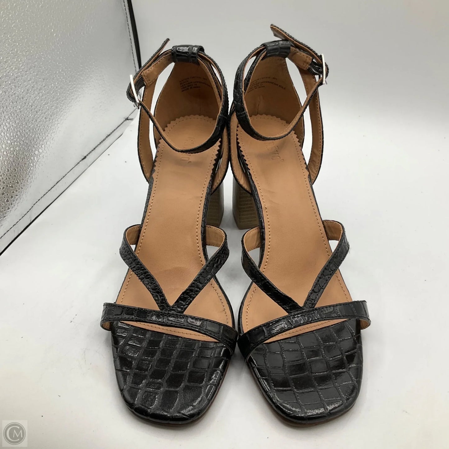 Sandals Heels Block By Clothes Mentor In Black, Size: 10