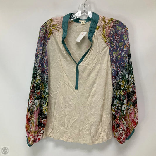 Top Long Sleeve By Anthropologie In Tan, Size: M