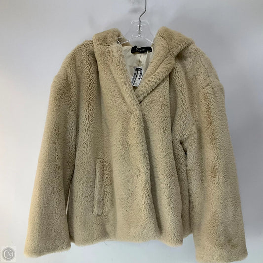 Coat Faux Fur & Sherpa By Zara Basic In Tan, Size: M