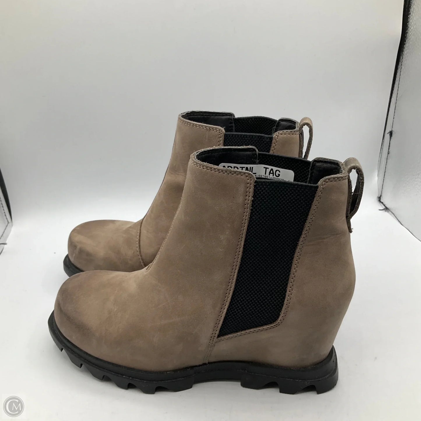 Boots Ankle Heels By Sorel In Black & Brown, Size: 7