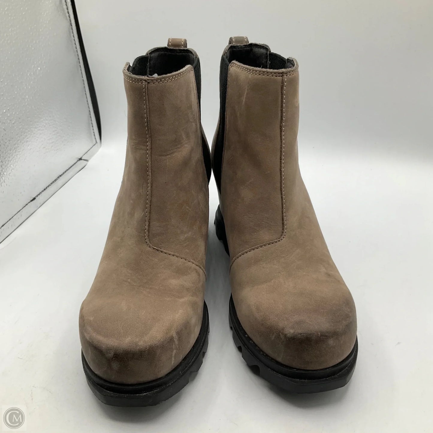 Boots Ankle Heels By Sorel In Black & Brown, Size: 7