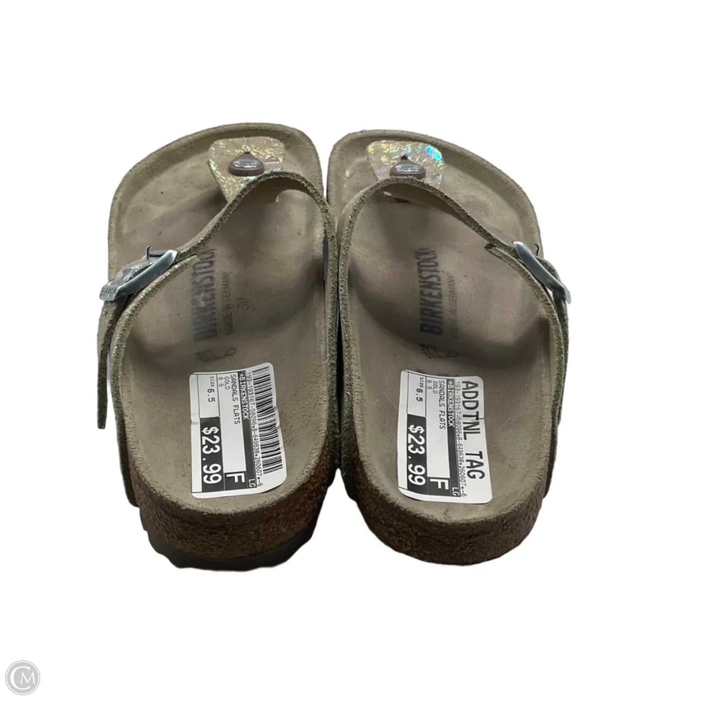 Sandals Flats By Birkenstock In Gold, Size: 6.5
