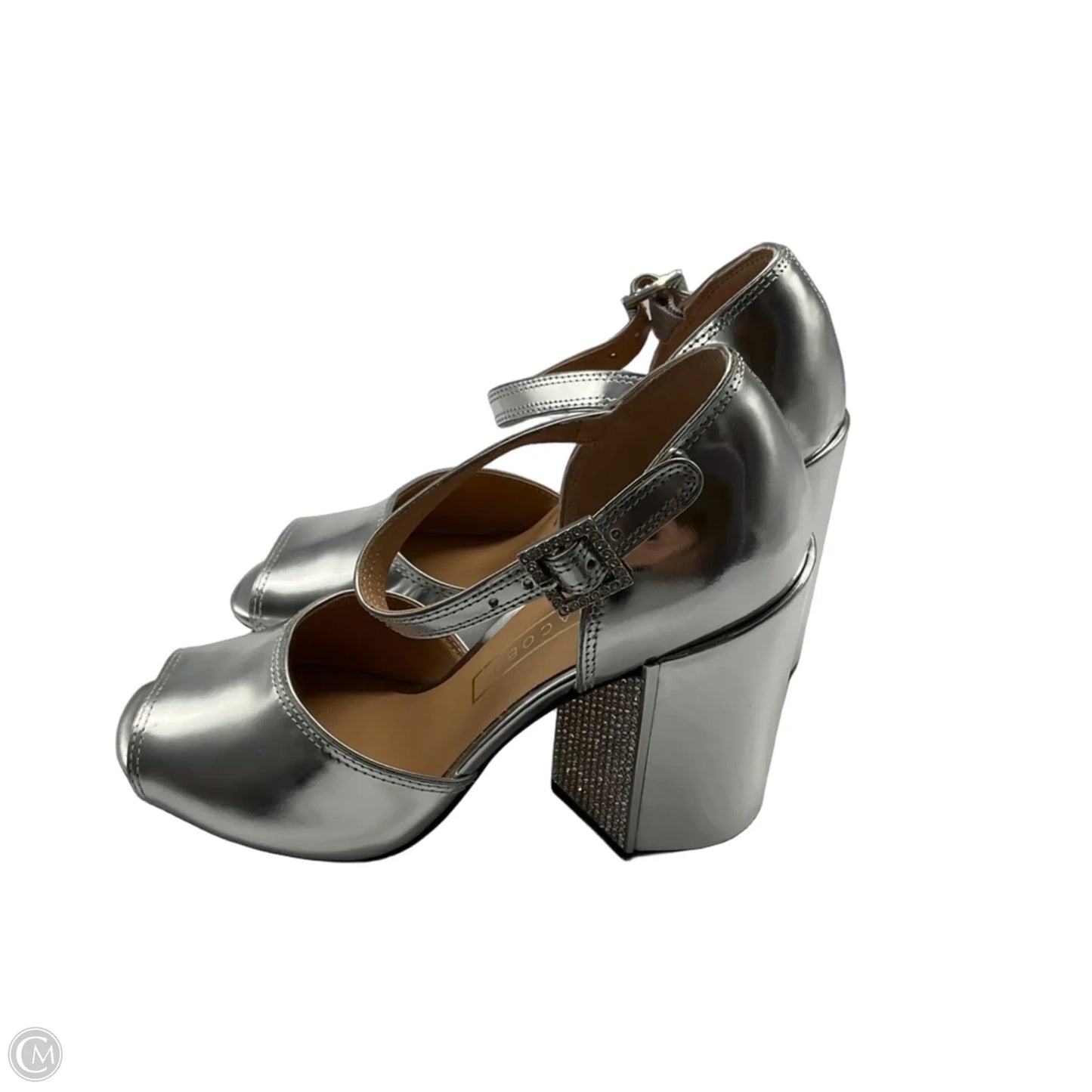 Shoes Luxury Designer By Marc Jacobs In Silver, Size: 5