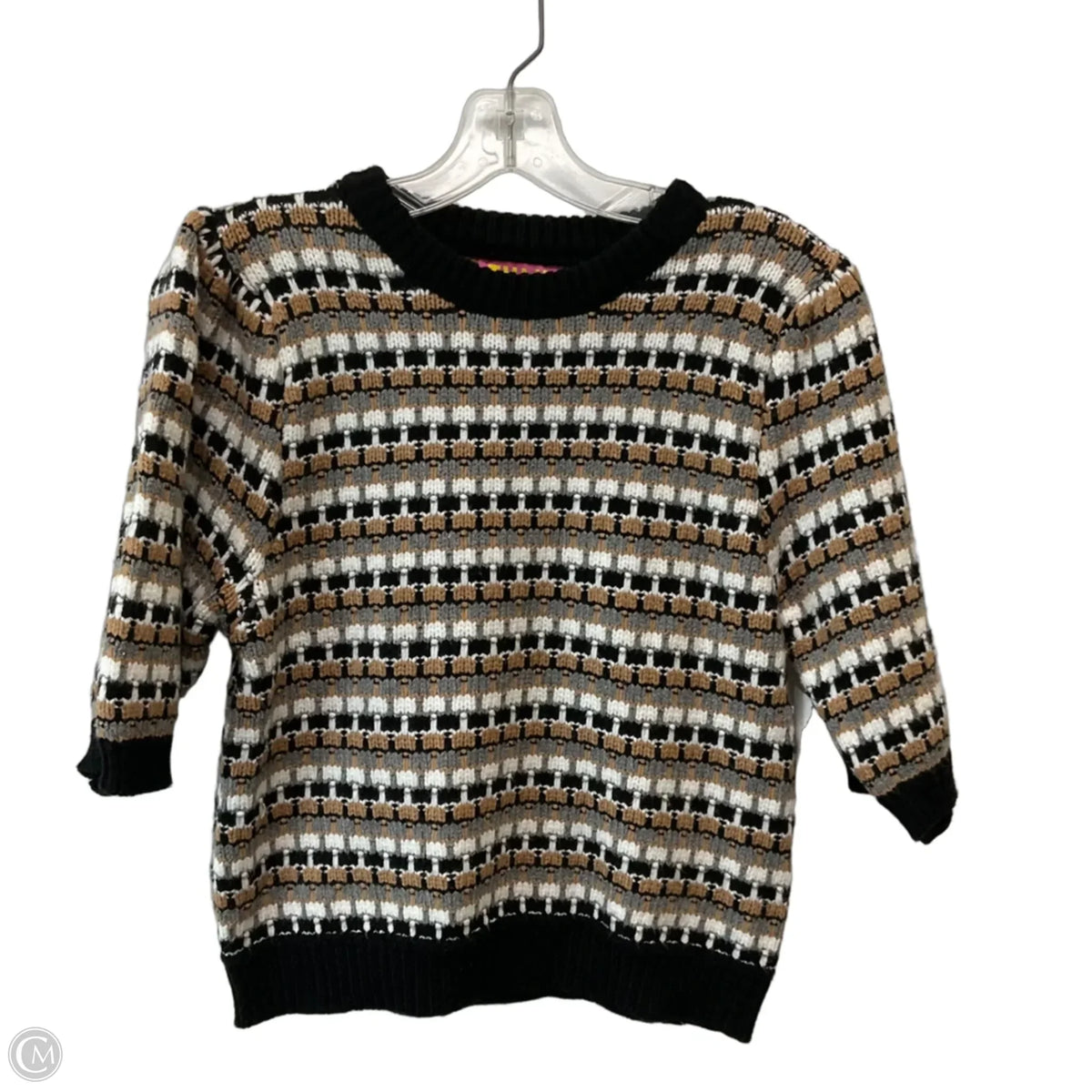 Sweater Short Sleeve By Thml In Checkered Pattern, Size: M