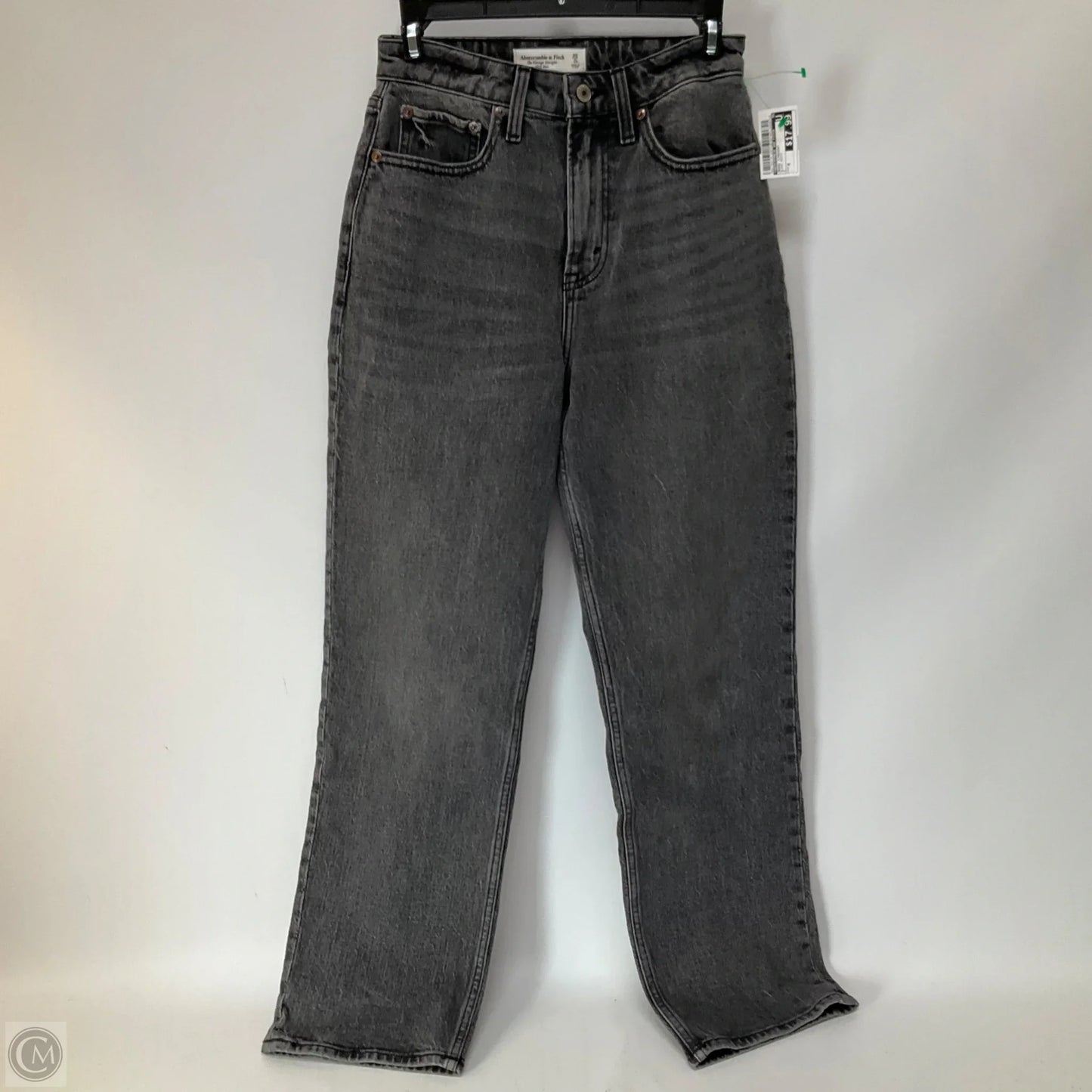 Jeans Straight By Abercrombie And Fitch In Black Denim, Size: 0