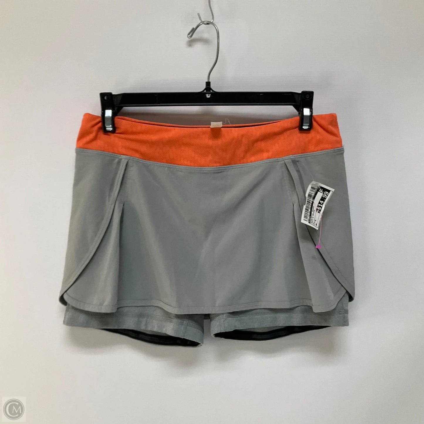 Athletic Skort By Lucy In Grey & Orange, Size: S