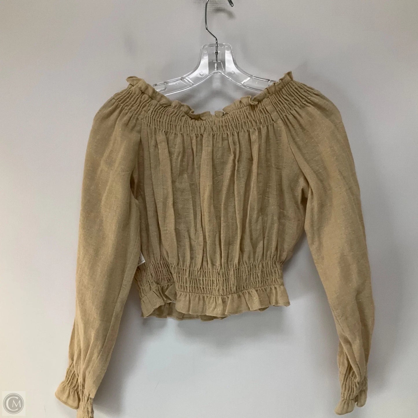 Top Long Sleeve By Mumu In Tan, Size: M
