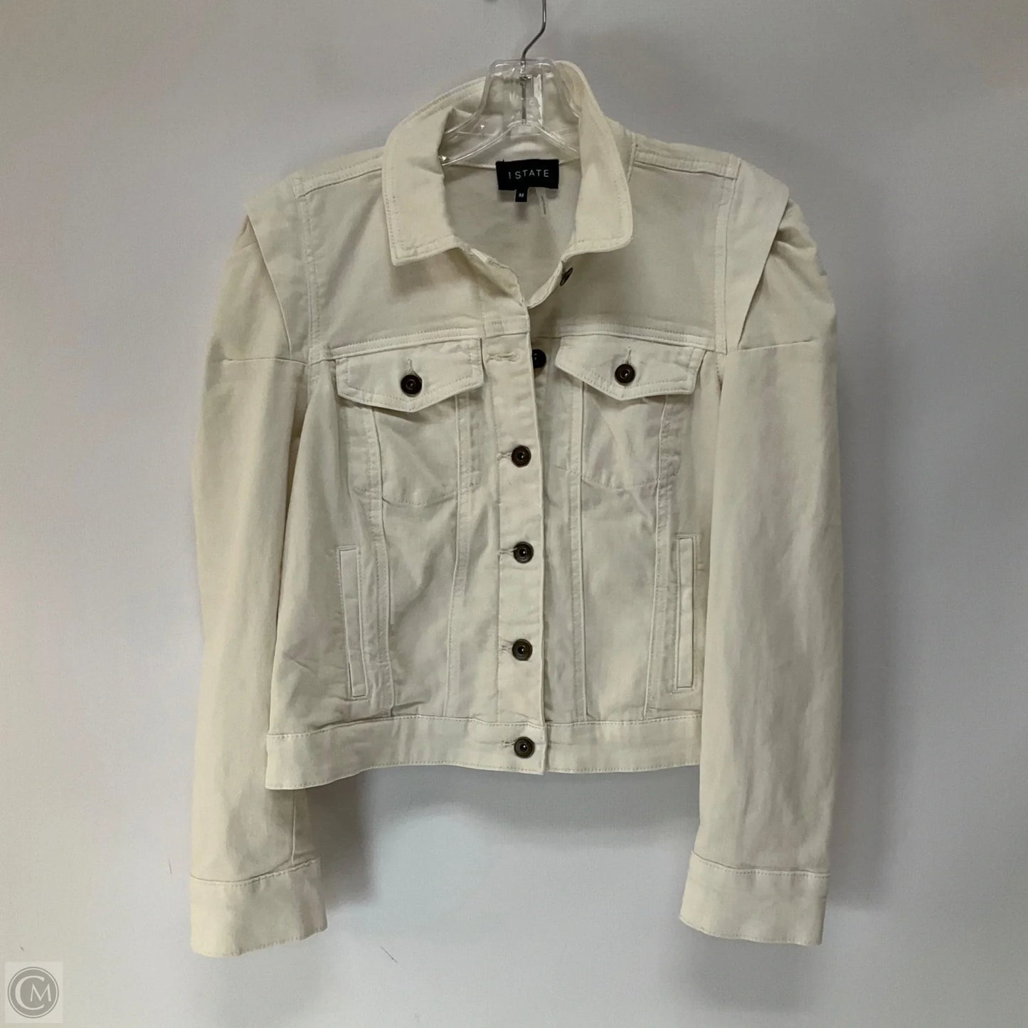 Jacket Denim By 1.state In Cream Denim, Size: M