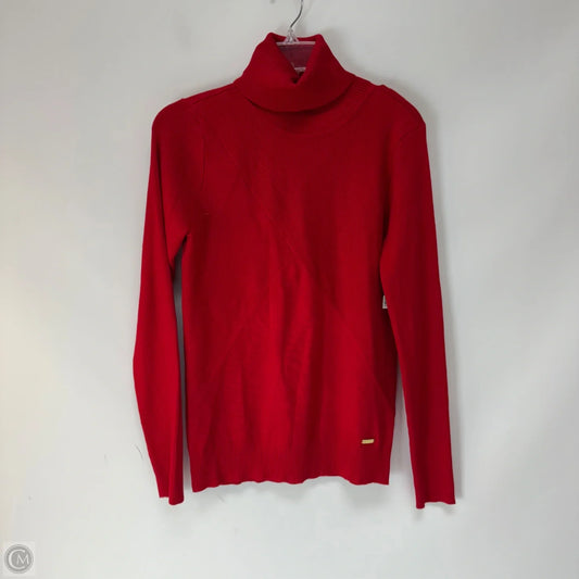Top Long Sleeve By Calvin Klein In Red, Size: S