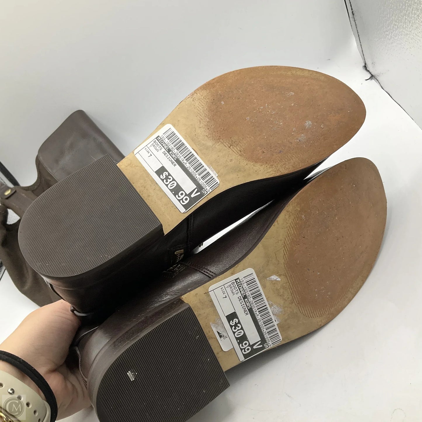 Boots Designer By Michael Kors In Brown, Size: 7