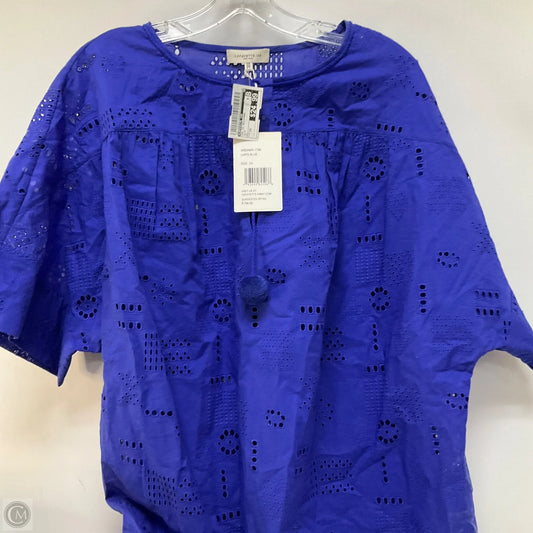Top Short Sleeve Designer By Lafayette 148 In Blue, Size: 2x