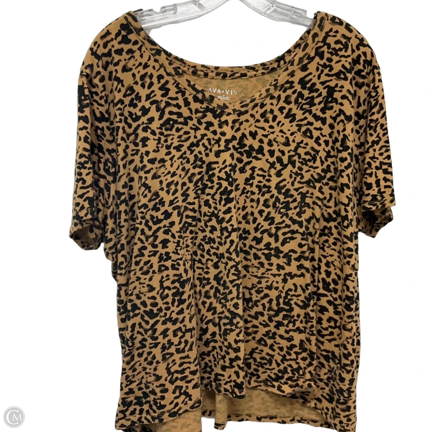 Top Short Sleeve Basic By Ava & Viv In Animal Print, Size: 2x
