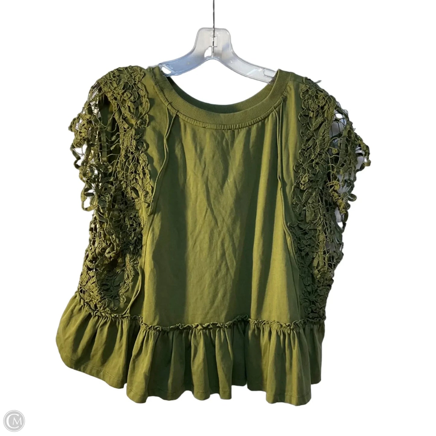 Top Short Sleeve By Anthropologie In Green, Size: L