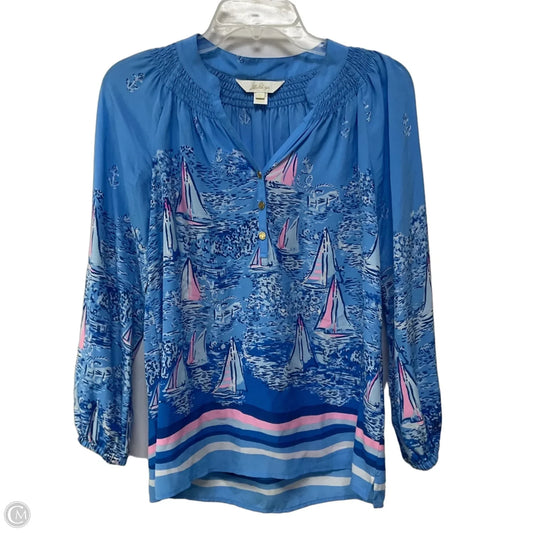 Top Long Sleeve Designer By Lilly Pulitzer In Blue, Size: Xxs