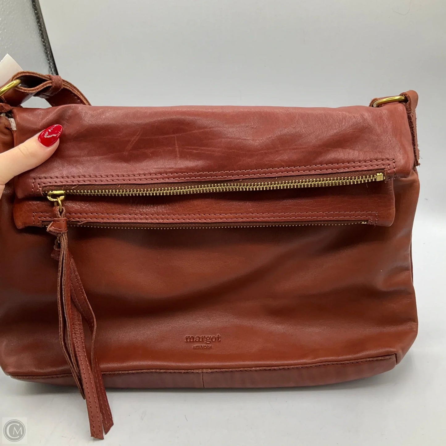 Handbag Leather By Margot, Size: Medium