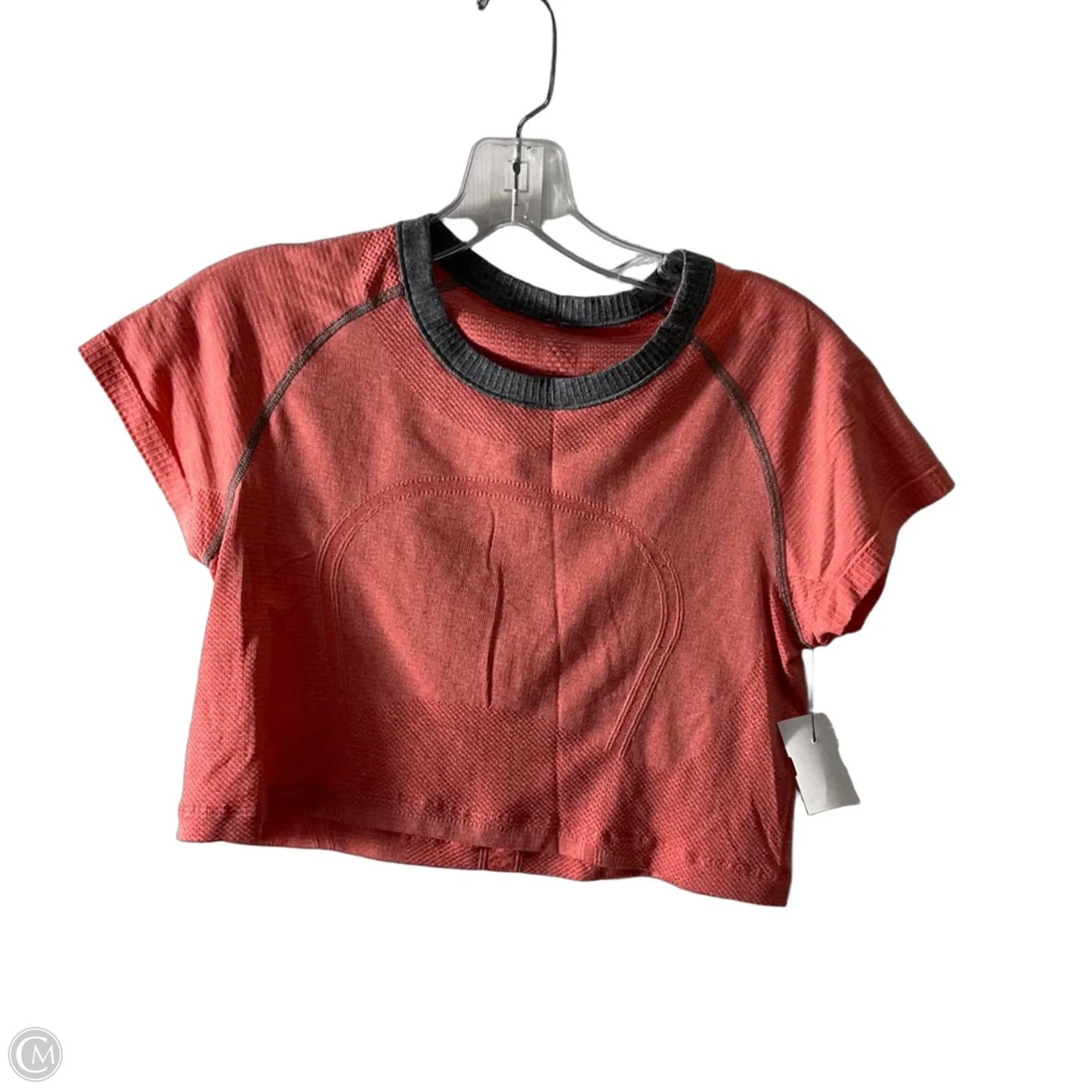 Athletic Top Short Sleeve By Lululemon In Grey & Pink, Size: 4