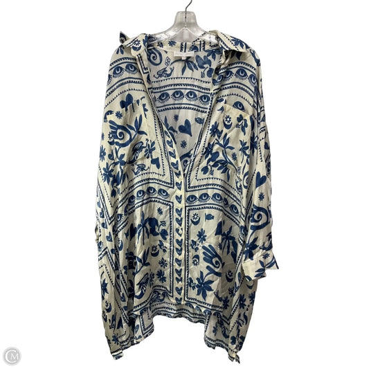 Top Long Sleeve By Corey Lynn Calter In Blue & White, Size: S