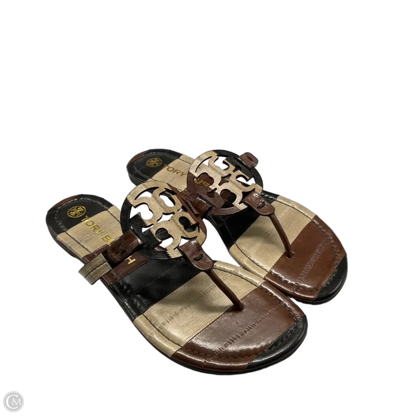 Sandals Designer By Tory Burch In Brown & Cream, Size: 8.5