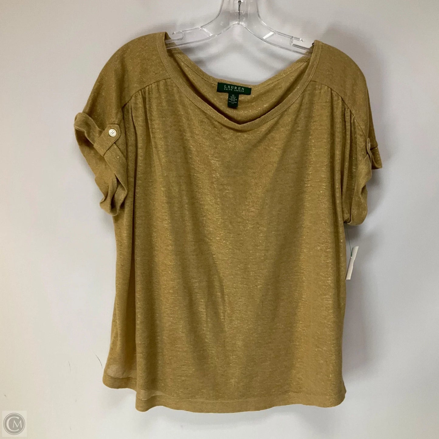 Top Short Sleeve By Lauren By Ralph Lauren In Gold, Size: Xl