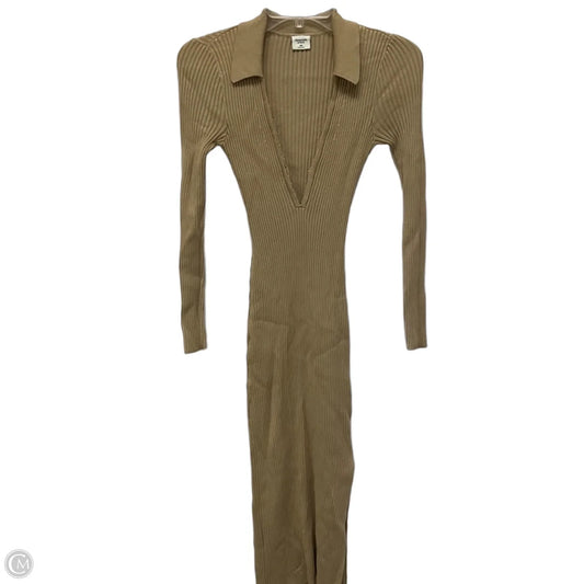 Dress Casual Midi By Abercrombie And Fitch In Tan, Size: Xsp