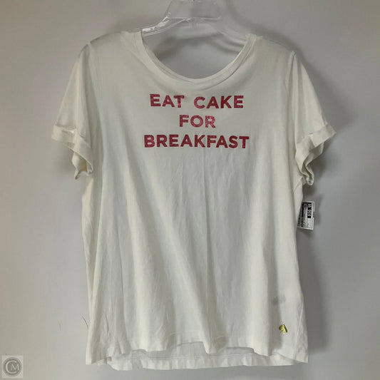 Top Short Sleeve Designer By Kate Spade In White, Size: L