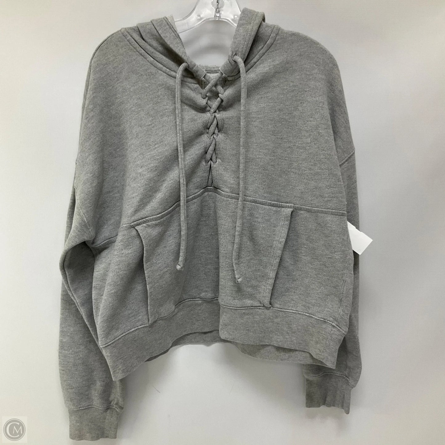 Sweatshirt Hoodie By Free People In Grey, Size: L
