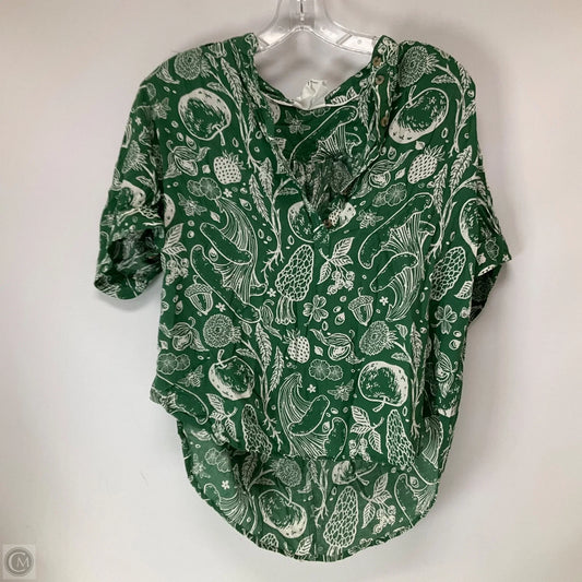 Top Short Sleeve By Anthropologie In Green & White, Size: Xs