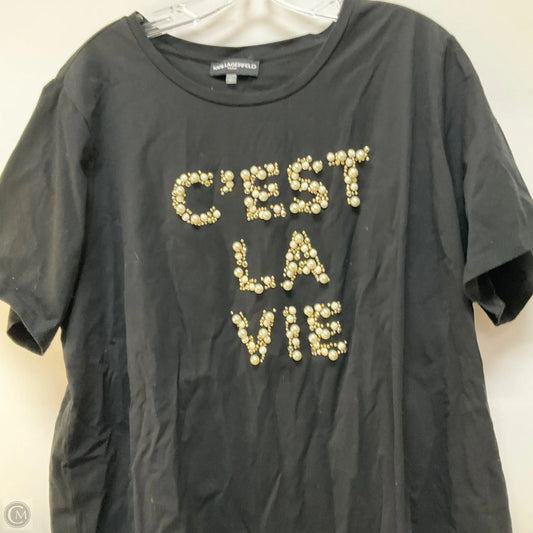 Top Short Sleeve Designer By Karl Lagerfeld In Black, Size: 2x