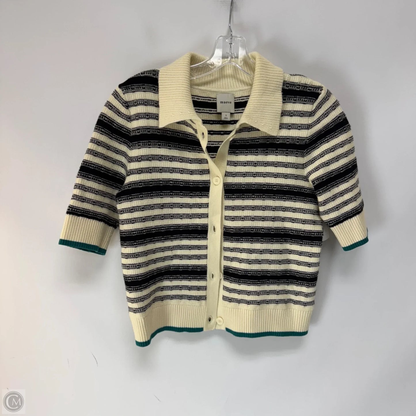 Sweater Short Sleeve By Maeve In Black & Cream, Size: S