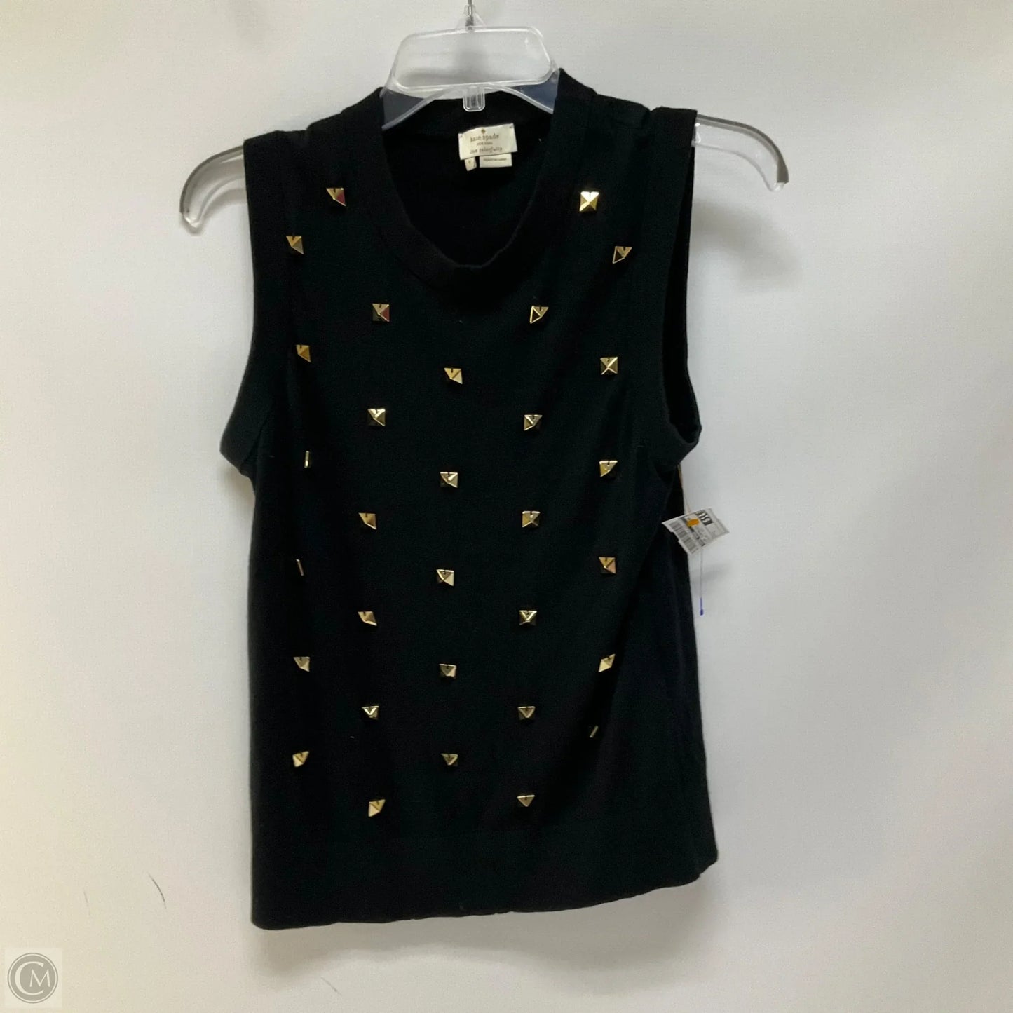 Top Sleeveless Designer By Kate Spade In Black & Gold, Size: L