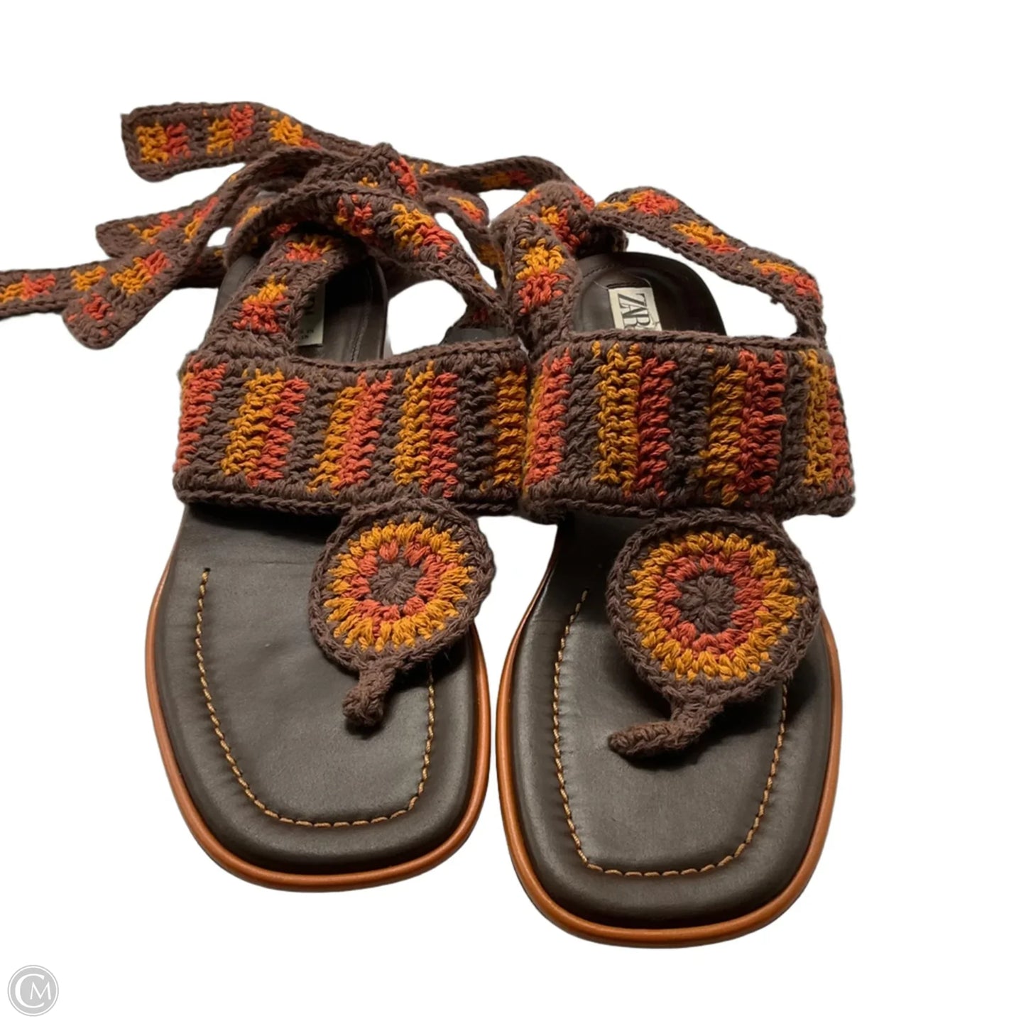 Sandals Flip Flops By Zara In Brown & Orange, Size: 6.5