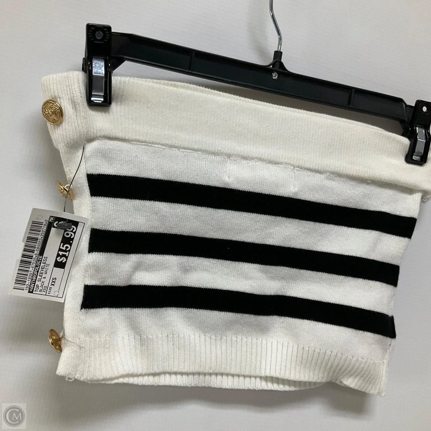 Top Sleeveless By Anthropologie In Black & White, Size: Xxs