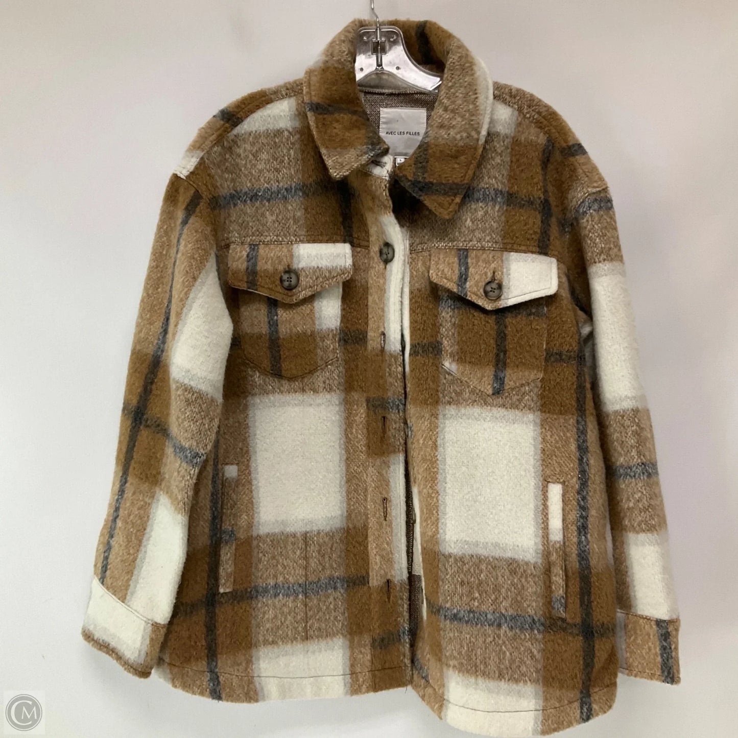 Jacket Shirt By Avec Les Filles In Plaid Pattern, Size: L