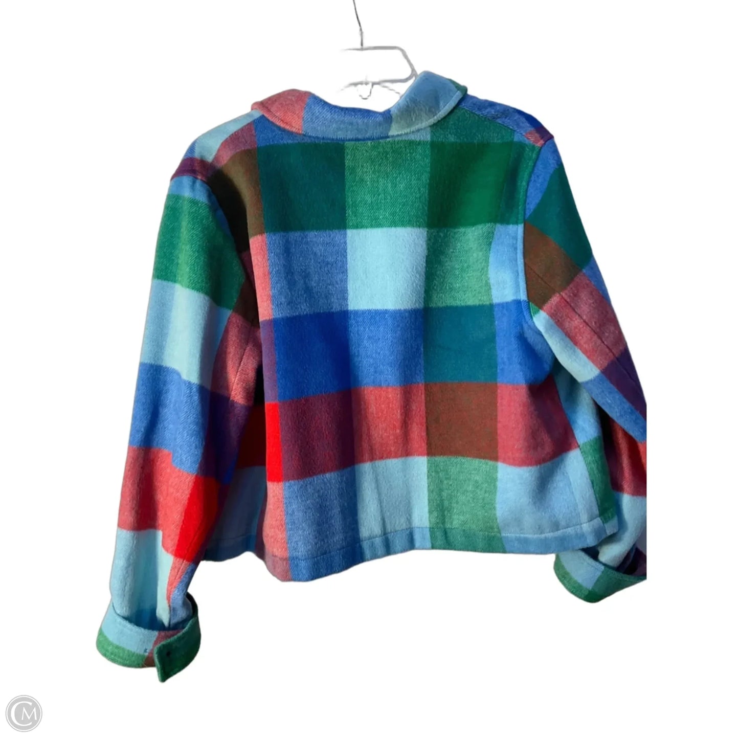 Jacket Shirt By Free Assembly In Plaid Pattern, Size: L