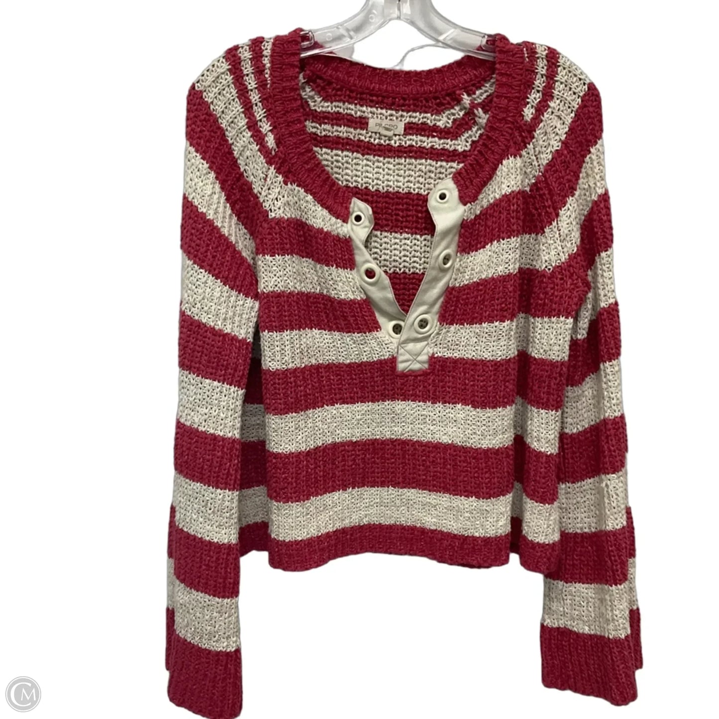 Sweater By Pilcro In Pink & White, Size: L