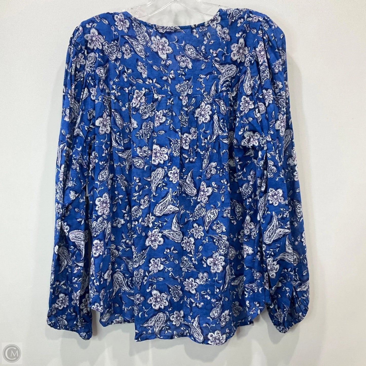 Top Long Sleeve By Sundry In Blue & White, Size: M