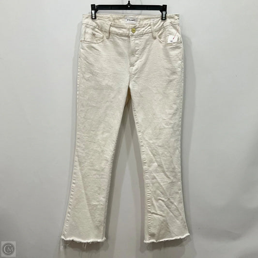 Jeans Boot Cut By Frame In White Denim, Size: 6