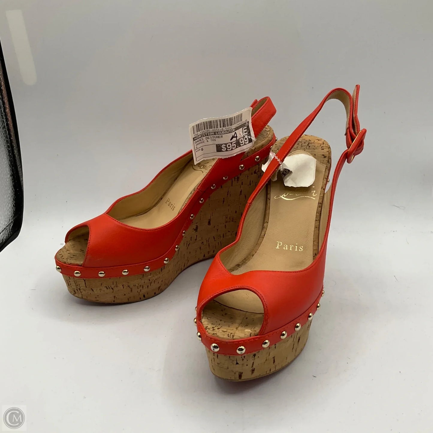 Shoes Designer By Christian Louboutin In Orange & Tan, Size: 6