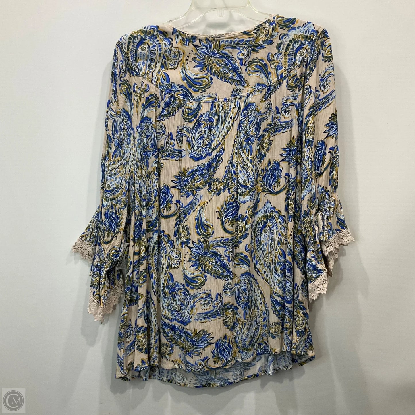 Top 3/4 Sleeve By Democracy In Blue & Cream, Size: 3x
