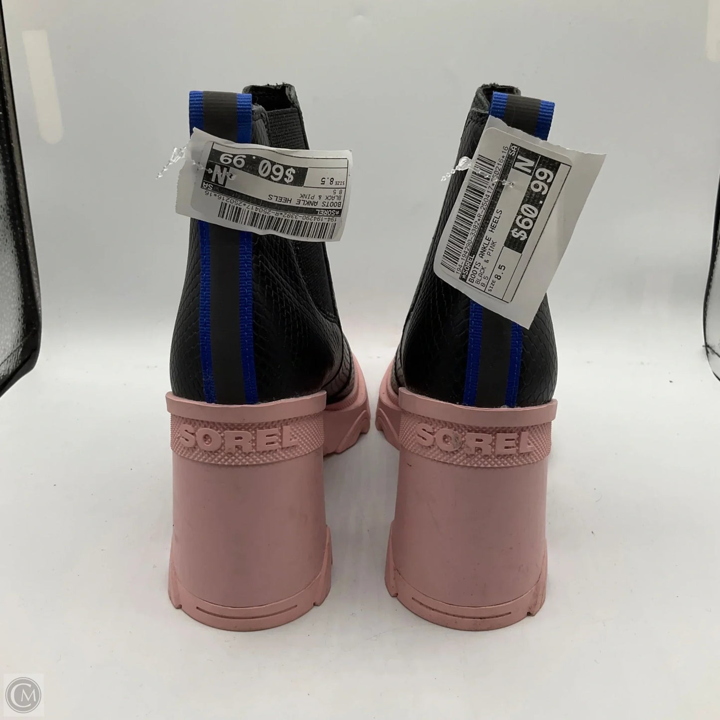 Boots Ankle Heels By Sorel In Black & Pink, Size: 8.5