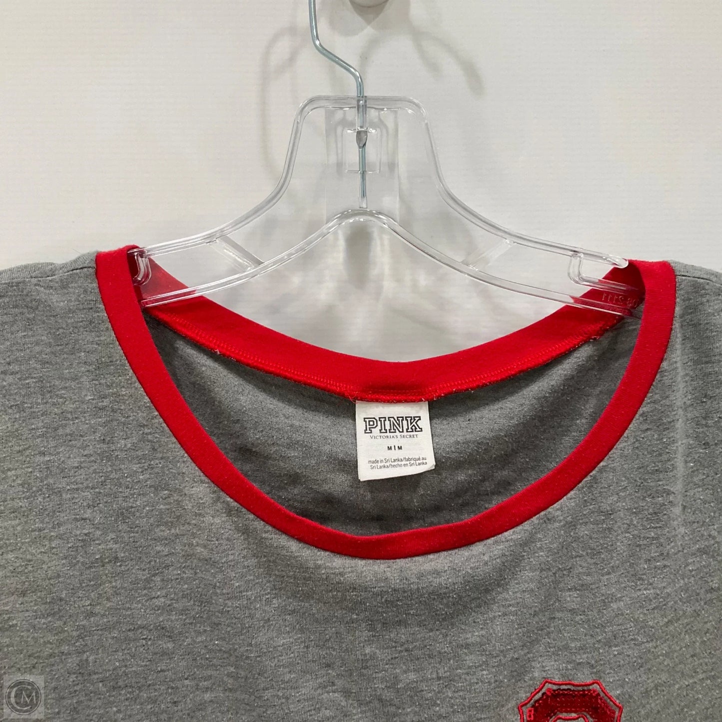 Top Short Sleeve By Pink In Grey & Red, Size: M